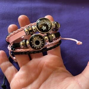 Pink and Black Multi-Strand Charm Bracelet